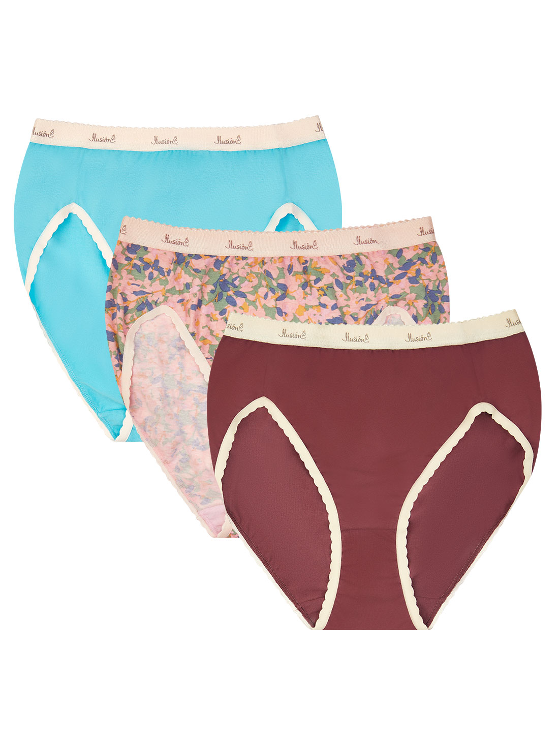 Foto 3 pulgar | Paquete De 3 Panties Altas Ilusión 31343 Para Mujer