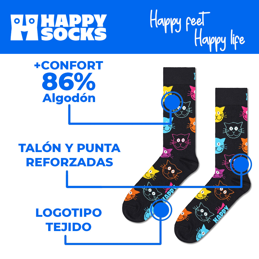 Foto 5 pulgar | Calcetines Happy Socks Diseño Gatitos Unisex