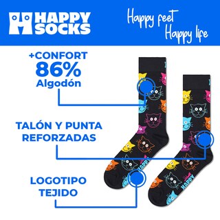 Foto 4 | Calcetines Happy Socks Diseño Gatitos Unisex