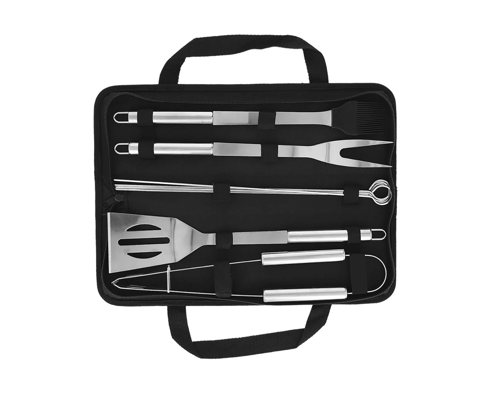 Set 5 Utensilios de BBQ con Estuche Good & Good HO012-BONET color Negro de Acero Inoxidable