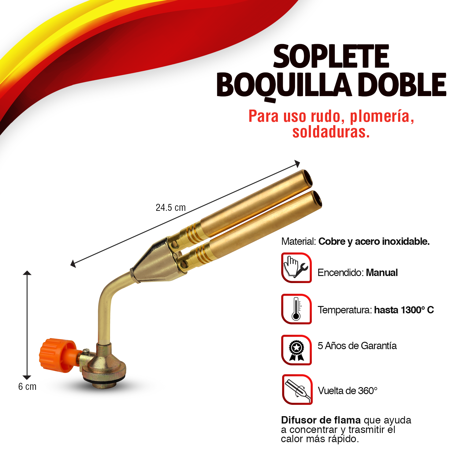 Foto 4 pulgar | Soplete Boquilla Doble Alto Rendimiento para Soldar