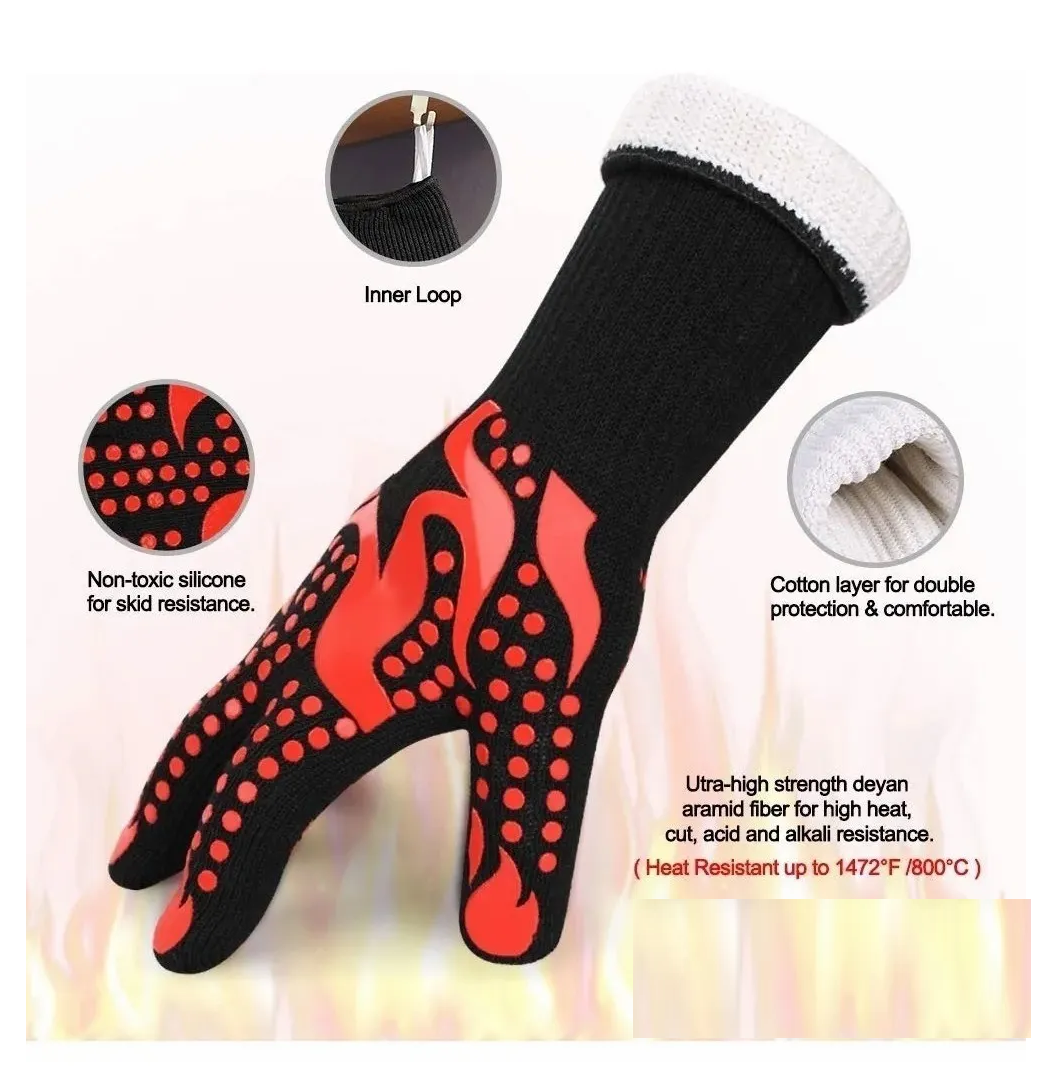 Foto 2 | Guantes Asador, BBQ para Cocina color Negro con Rojo