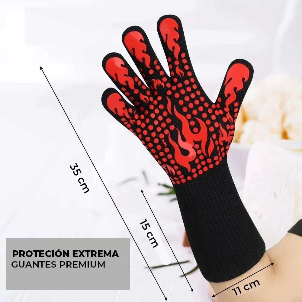 Foto 3 | Guantes Asador, BBQ para Cocina color Negro con Rojo