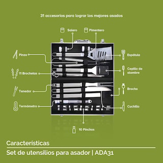 Foto 4 | Set de Utensilios Parrillero Avera Ada31 color Plata