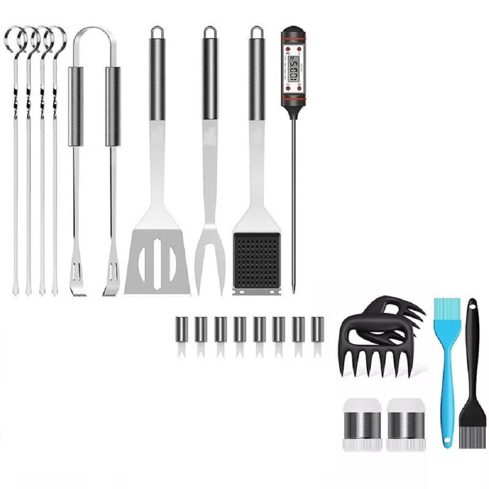 Kit Utensilios Para Parrilla Malubero color Negro