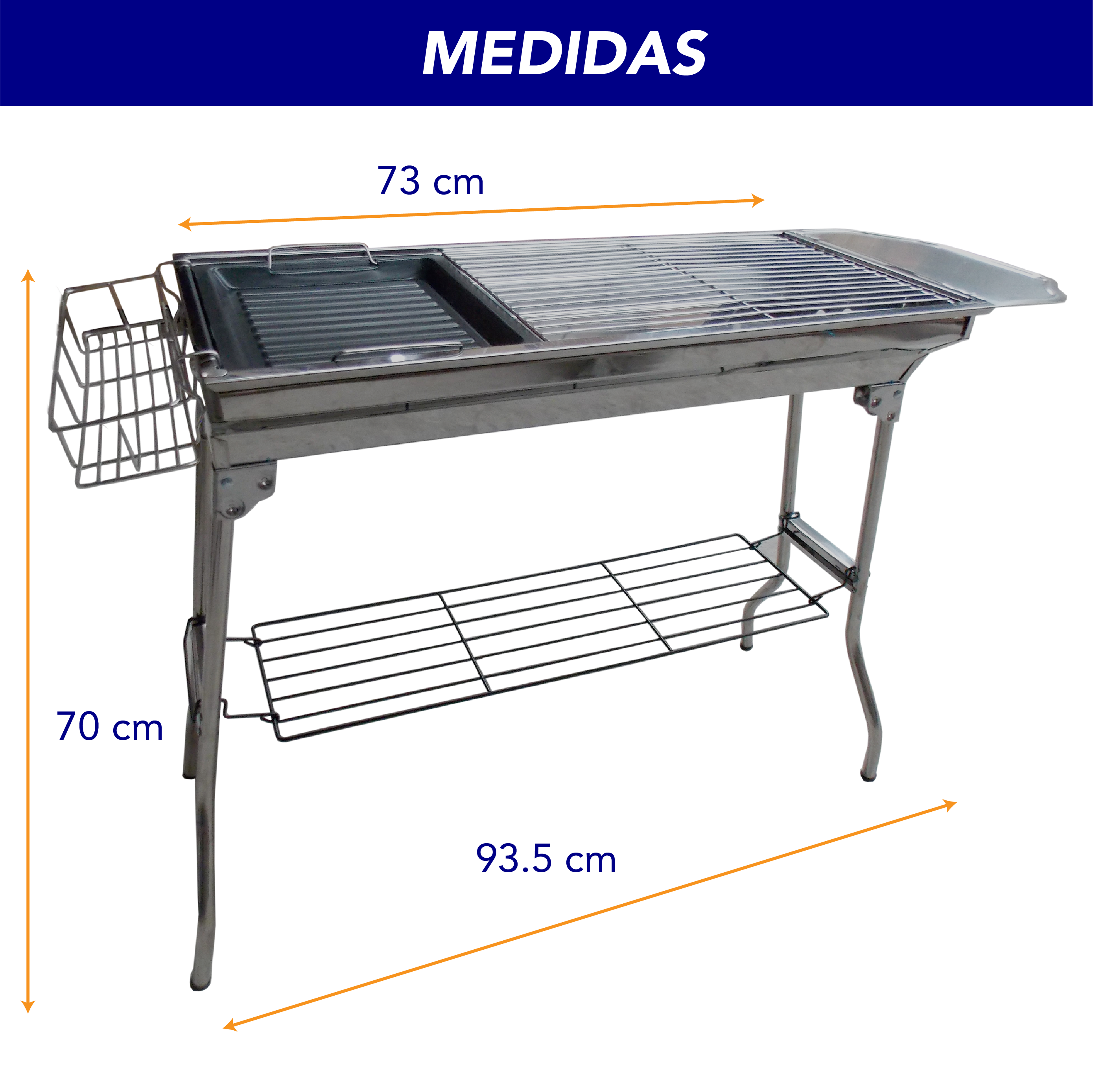 Foto 4 pulgar | Asador de Carbón Chic Fantasy color Plateado de Acero Inoxidable con Maleta y Accesorios