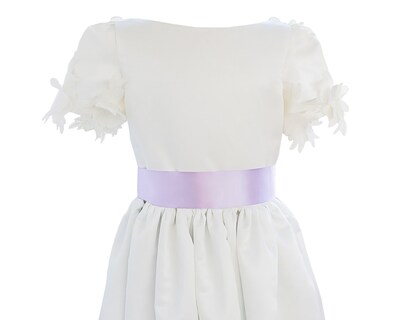 Foto 4 | Vestido De Primera Comunión Carana Off White Con Flores En Espalda Manga Corta Talla 10 Listón Color Violeta