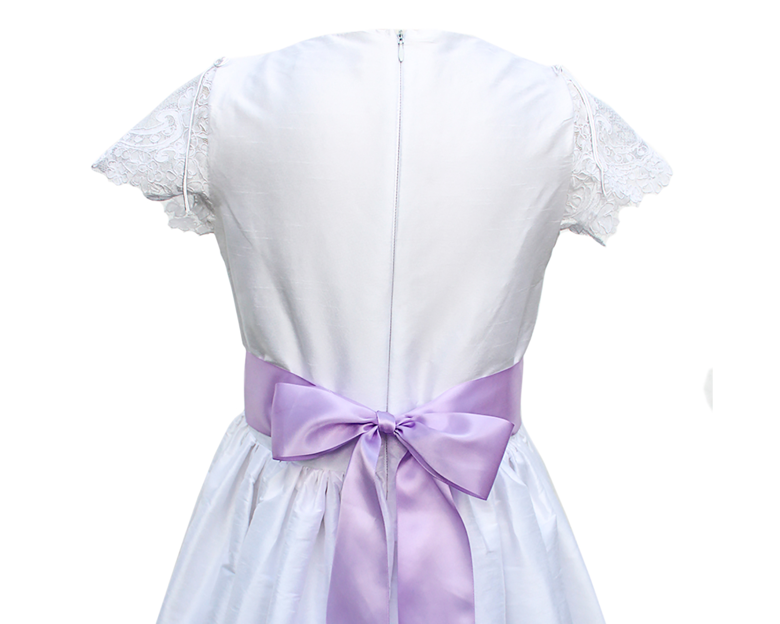 Foto 5 pulgar | Vestido De Primera Comunión Carana Tela Shantung Bordado Cuerpo Y Mangas Color Blanco Listón Violeta T12
