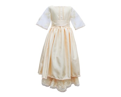 Foto 1 | Vestido De Primera Comunión Carana Shantung Color Vainilla Manga Campana Encaje T12
