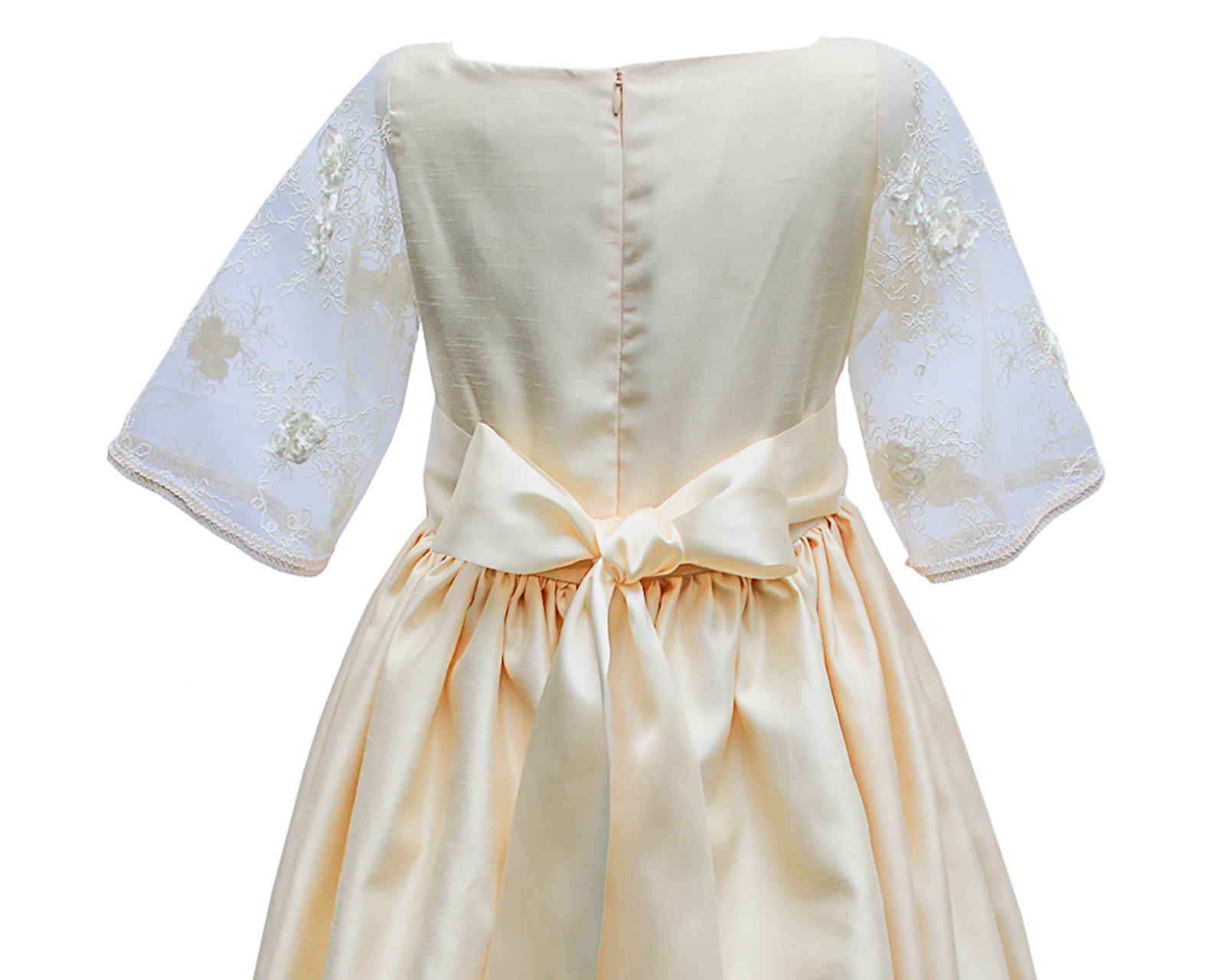 Foto 4 | Vestido De Primera Comunión Carana  Shantung Color Vainilla Manga Campana Encaje T12