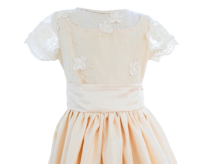 Foto 3 | Vestido De Primera Comunión Carana Shantung Color Vainilla Tela Bordada En Cuerpo T10