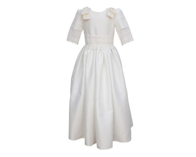 Foto 1 | Vestido De Primera Comunión Carana Off White Guipur Cintura Y Mangas Talla 12 Manga Corta