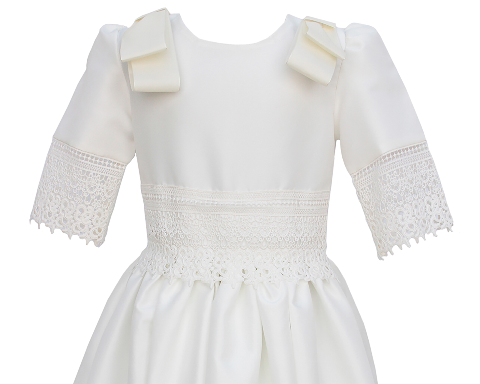 Foto 4 pulgar | Vestido De Primera Comunión Carana Off White Guipur Cintura Y Mangas Talla 12 Manga Corta
