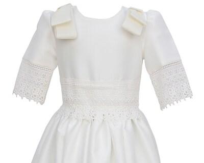 Foto 3 | Vestido De Primera Comunión Carana Off White Guipur Cintura Y Mangas Talla 12 Manga Corta