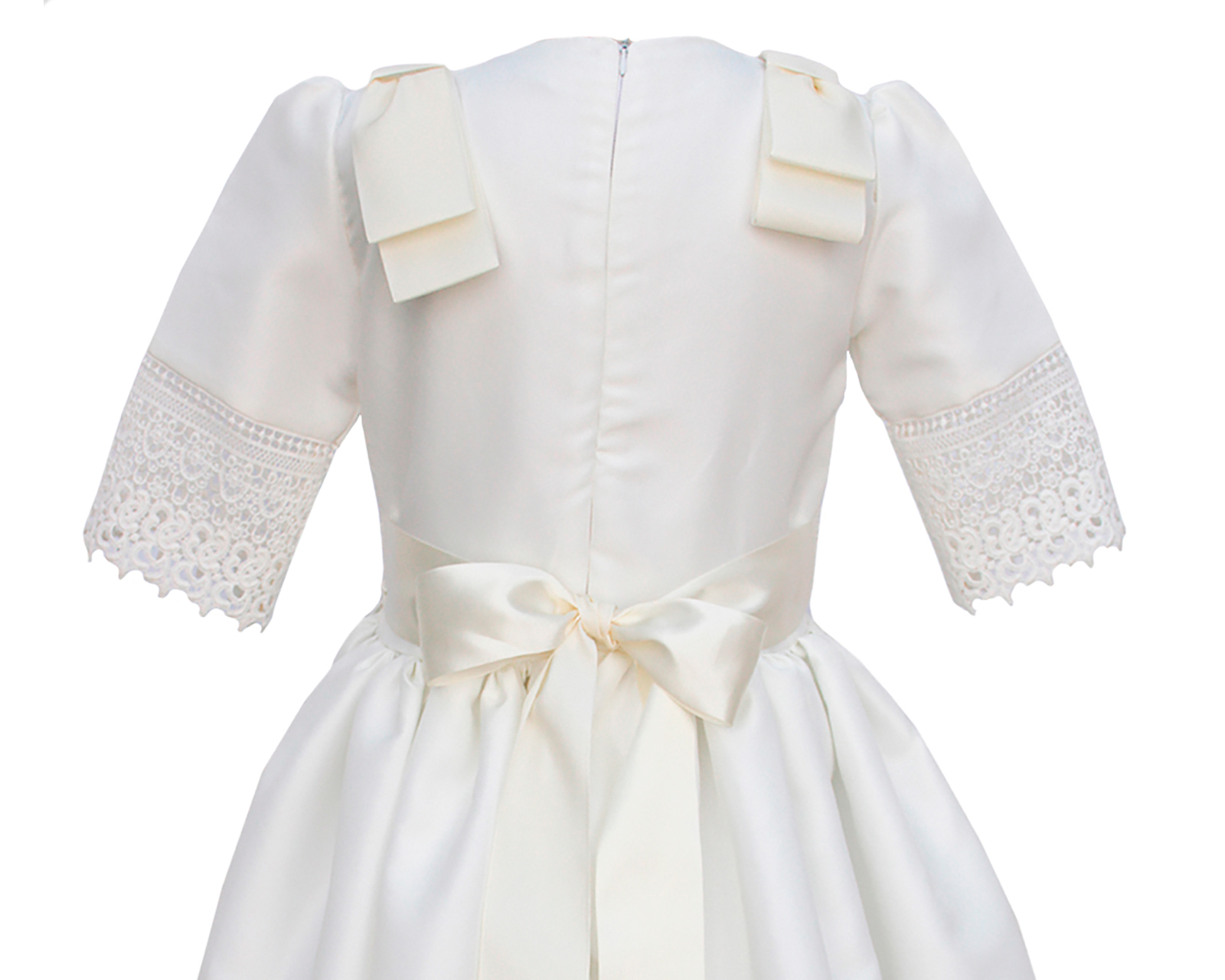 Foto 5 pulgar | Vestido De Primera Comunión Carana Off White Guipur Cintura Y Mangas Talla 12 Manga Corta