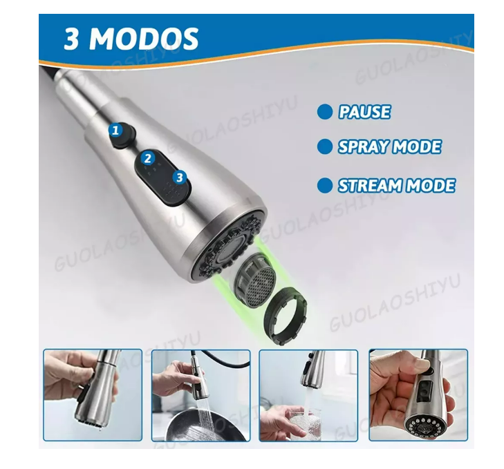 Foto 4 pulgar | Llave De Cocina  Wünd Grifo Mezclador Para Fregadero Flexible Color Plata
