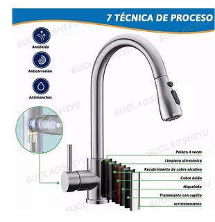 Foto 4 | Llave De Cocina Wünd Grifo Mezclador Para Fregadero Flexible Color Plata