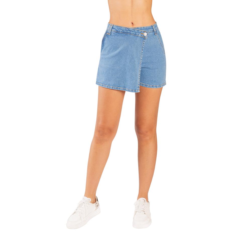 Falda Short De Mezclilla Tiro Alto Jeanswest Azul