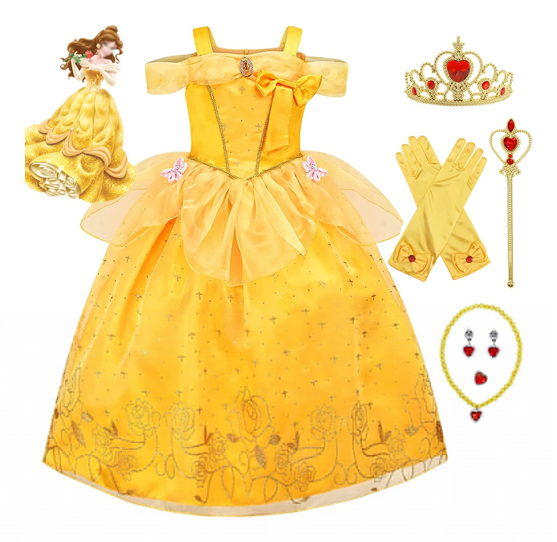Foto 1 | Disfraz de Princesa Bella de Niña para Halloween Fiesta Cosplay o Cumpleaños