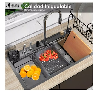 Foto 2 | Fregadero De Cocina Acero Inoxidable Tarja Cascada Color Negro