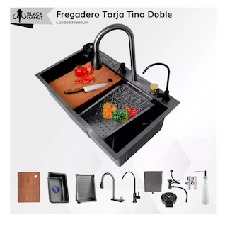 Foto 3 | Fregadero De Cocina Acero Inoxidable Tarja Cascada Color Negro