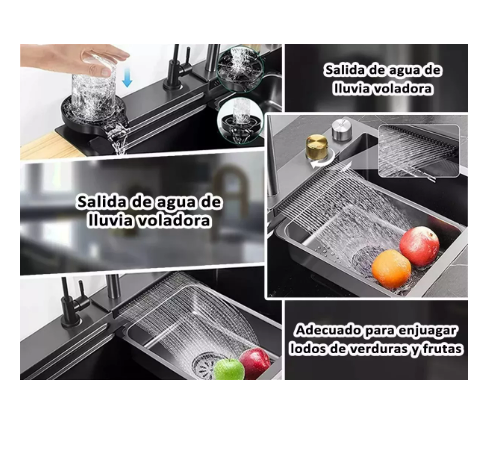 Foto 5 pulgar | Fregadero De Cocina De Acero Inoxidable Con Accesorios 80x45 Tarja Cocina Wünd Color Negro
