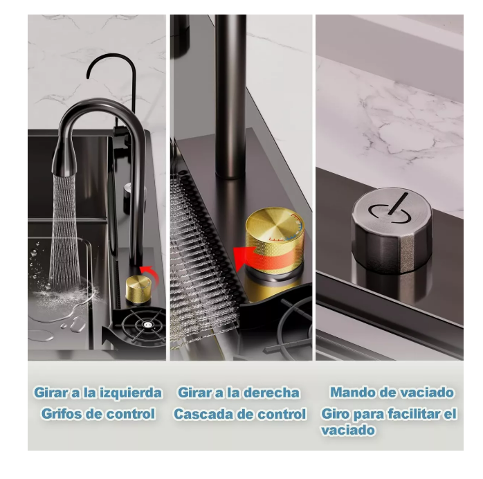 Foto 5 pulgar | Fregadero De Cocina De Acero Inoxidable Con Accesorios 68x45 Color Gris Wünd