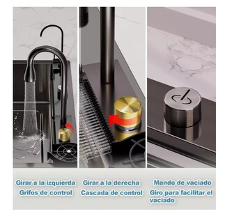 Foto 4 | Fregadero De Cocina De Acero Inoxidable Con Accesorios 68x45 Color Gris Wünd