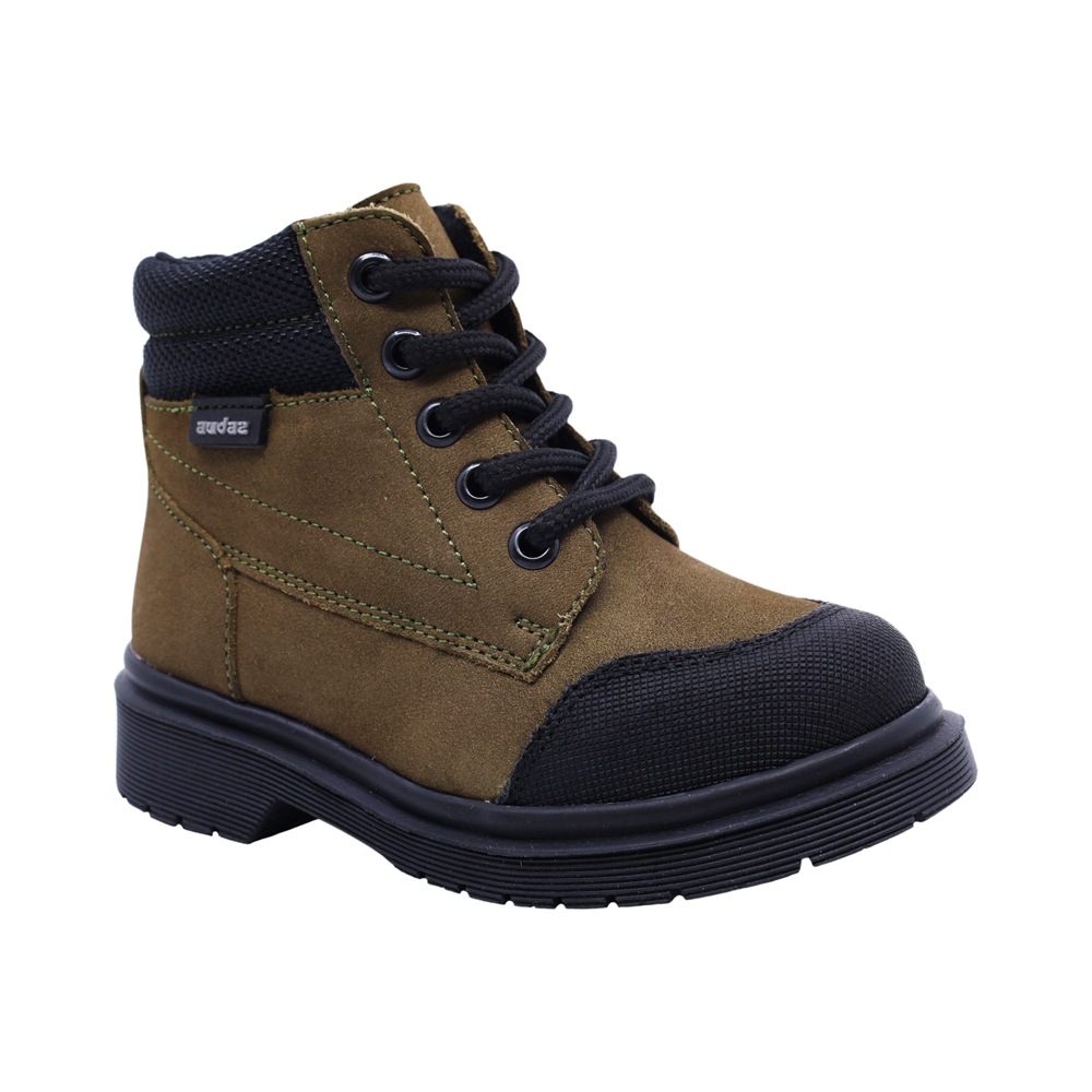 Bota De Piel Para Niño Audaz 424009-p Verde Tipo Outdoor