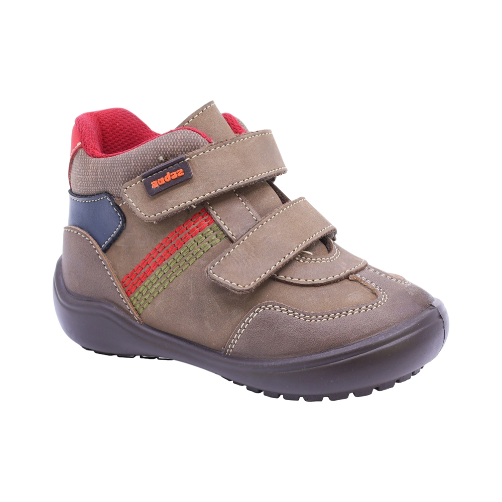 Botita De Piel Para Niño Audaz 162511-t Arena Ajuste Velcro