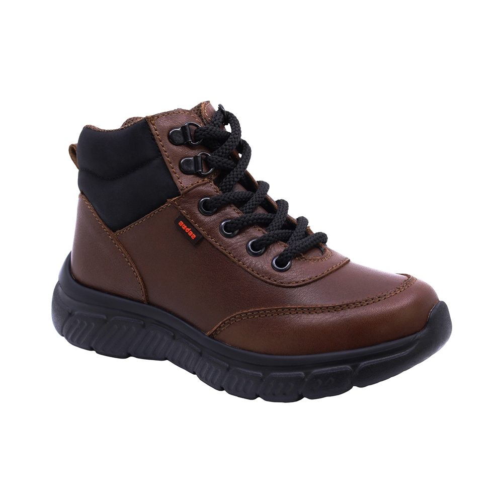 Bota De Piel Para Niño Audaz 443205-n Café Claro Ajuste Agujeta