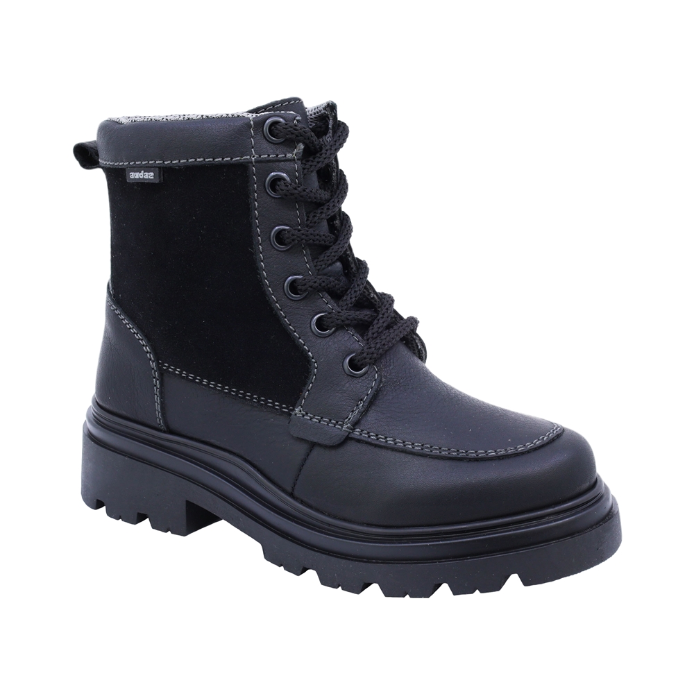 Bota De Piel Para Niño Audaz 434001-a Negro Ajuste Agujeta