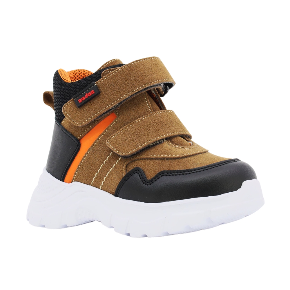 Botita Casual Para Niño Audaz 138900-n Café Claro Ajuste Velcro