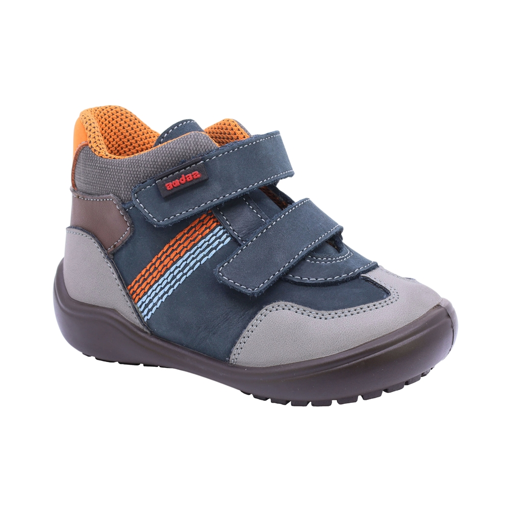 Botita De Piel Para Niño Audaz 162511-e Azul Ajuste Velcro