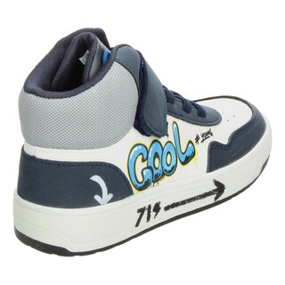 Foto 3 | Tenis Niño Vavito Grafiti Azul Marino Mid Cut Tipo Bota Casual Streetwear Moderno Original Sneakers Blanco