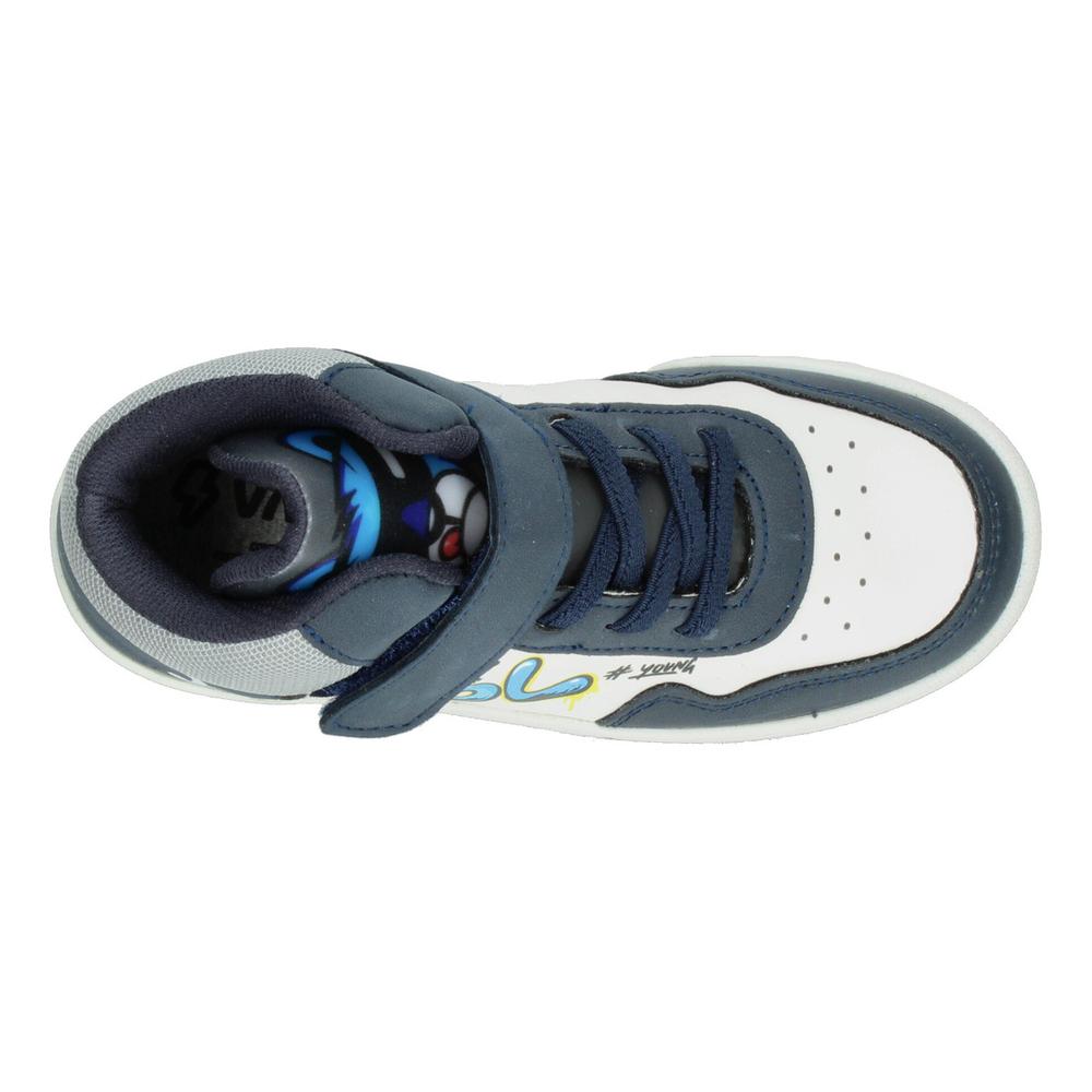 Foto 9 pulgar | Tenis Niño Vavito Grafiti Azul Marino Mid Cut Tipo Bota Casual Streetwear Moderno Original Sneakers Blanco