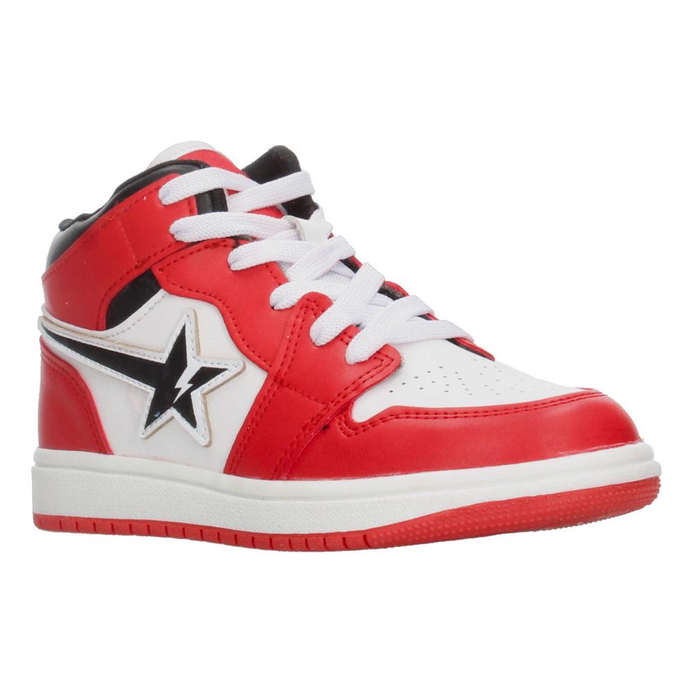 Foto 3 pulgar | Tenis Niño Vavito Rojo Blanco Tipo Bota Diseño De Estrella Casual Sneakers Cintas Ajustables Blanco