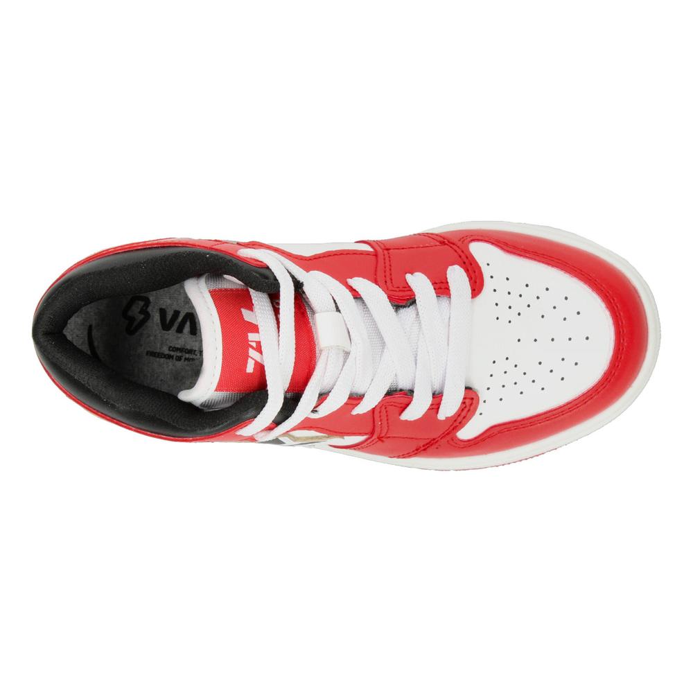 Foto 9 pulgar | Tenis Niño Vavito Rojo Blanco Tipo Bota Diseño De Estrella Casual Sneakers Cintas Ajustables Blanco