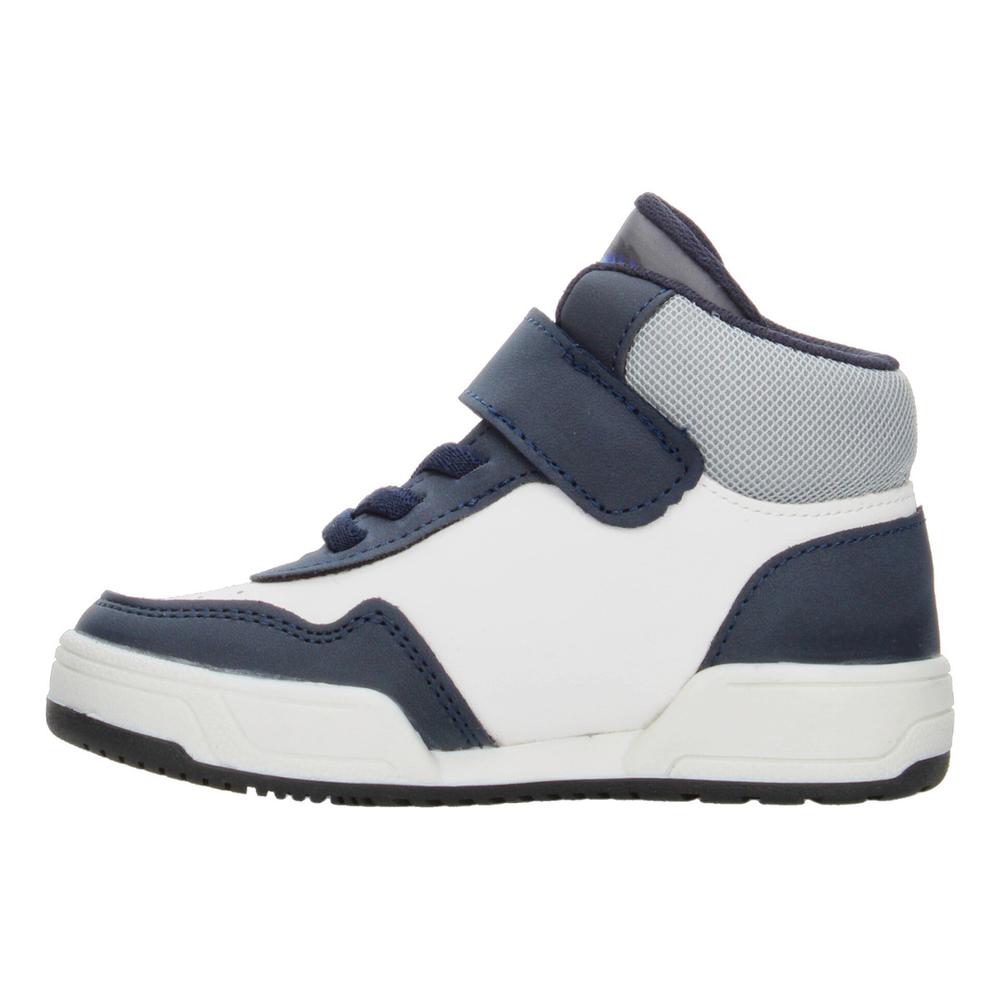 Foto 6 pulgar | Tenis Niño Toddler Vavito Grafiti Azul Marino Mid Cut Tipo Bota Casual Cintas Velcro Ajustable Blanco
