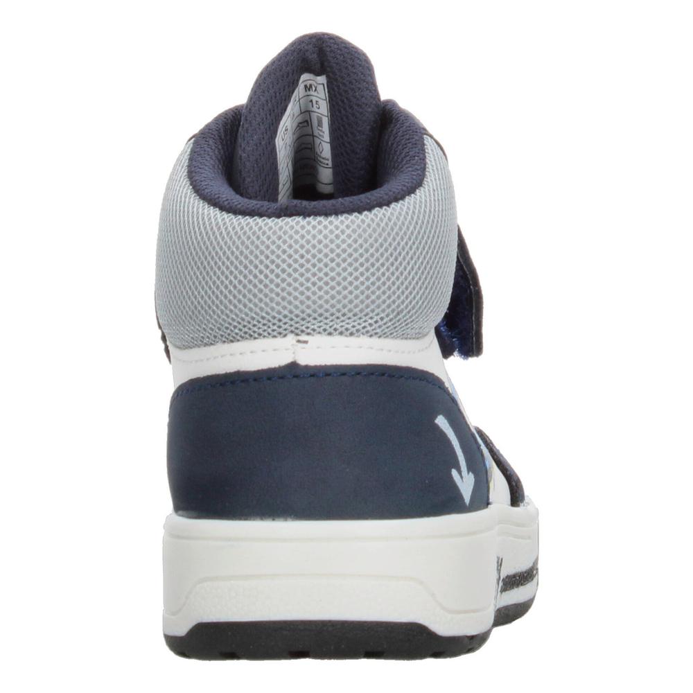 Foto 8 pulgar | Tenis Niño Toddler Vavito Grafiti Azul Marino Mid Cut Tipo Bota Casual Cintas Velcro Ajustable Blanco