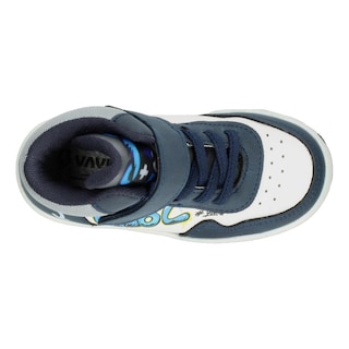 Foto 8 | Tenis Niño Toddler Vavito Grafiti Azul Marino Mid Cut Tipo Bota Casual Cintas Velcro Ajustable Blanco