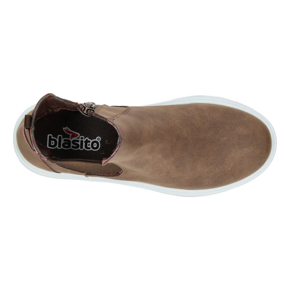 Foto 9 pulgar | Botas Niño Blasito Café Casual Slip On Chelsea Zipper Cafe