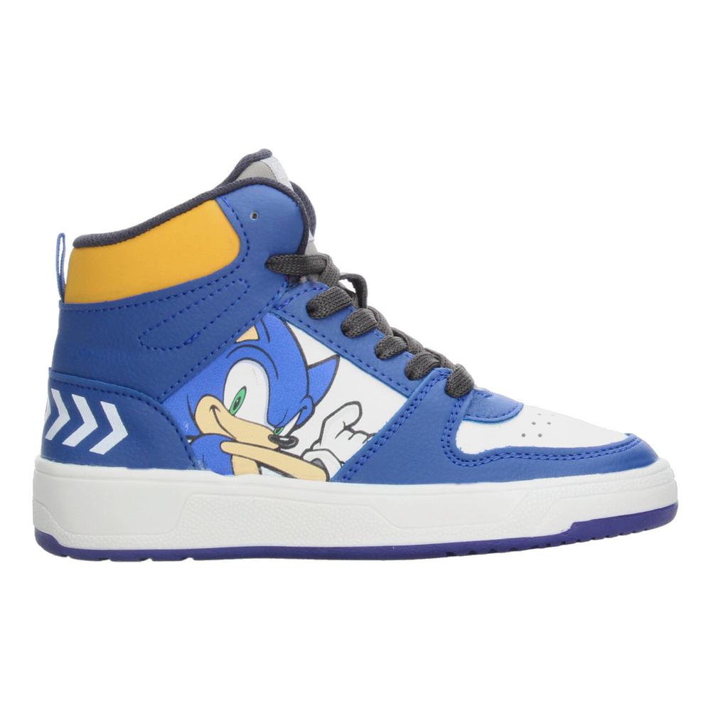 Foto 2 pulgar | Tenis Niño Sonic Azul Tipo Bota Mid Cut Casual Streetwear Ligero Gamer Videojuego Cintas Ajustables Blanco