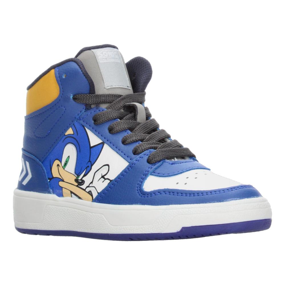 Foto 3 pulgar | Tenis Niño Sonic Azul Tipo Bota Mid Cut Casual Streetwear Ligero Gamer Videojuego Cintas Ajustables Blanco