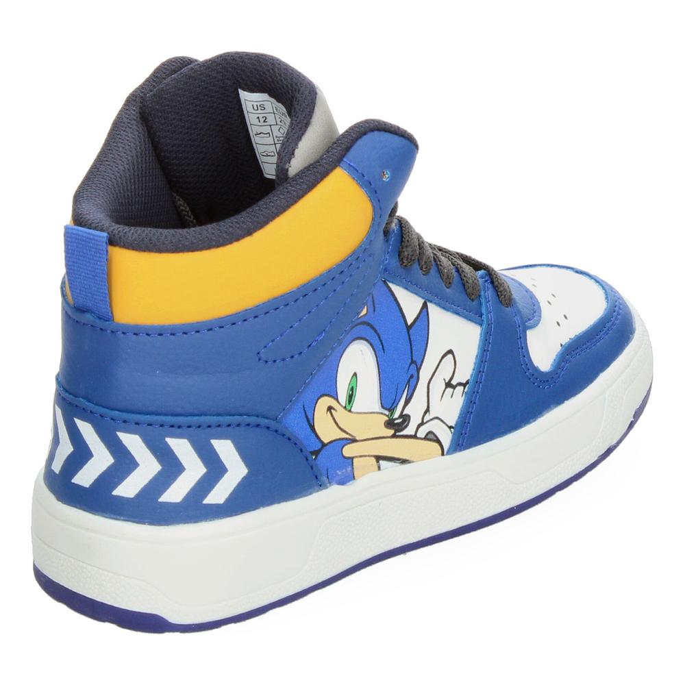Foto 3 | Tenis Niño Sonic Azul Tipo Bota Mid Cut Casual Streetwear Ligero Gamer Videojuego Cintas Ajustables Blanco
