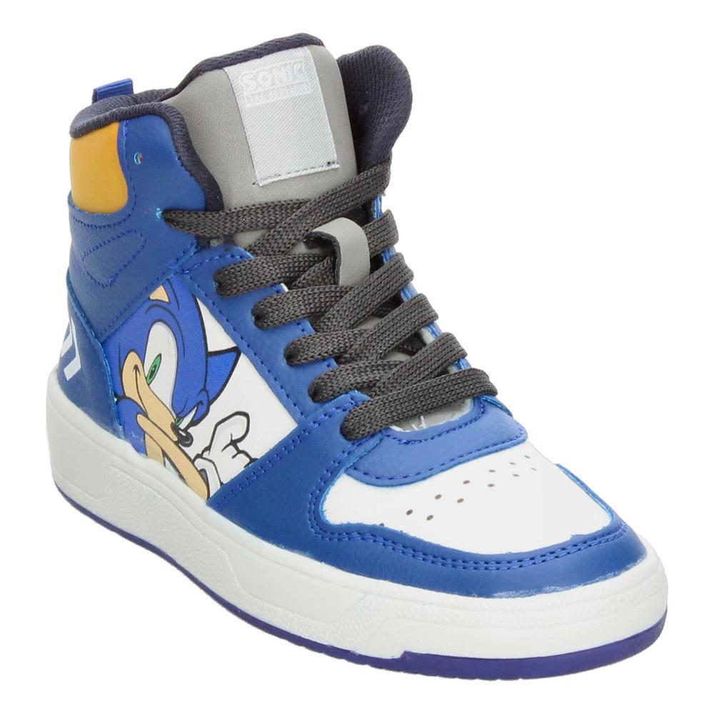 Foto 5 pulgar | Tenis Niño Sonic Azul Tipo Bota Mid Cut Casual Streetwear Ligero Gamer Videojuego Cintas Ajustables Blanco
