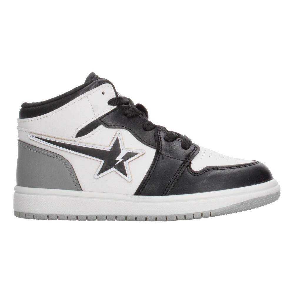 Foto 2 pulgar | Tenis Niño Vavito Diseño Estrella Color Blanco Con Negro Original Tipo Bota Urbano Casual Infantil Blanco