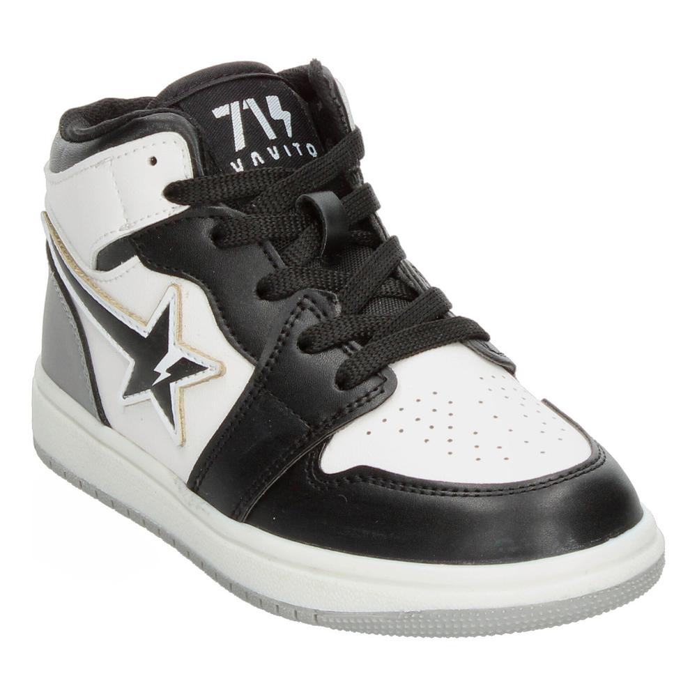 Foto 5 pulgar | Tenis Niño Vavito Diseño Estrella Color Blanco Con Negro Original Tipo Bota Urbano Casual Infantil Blanco