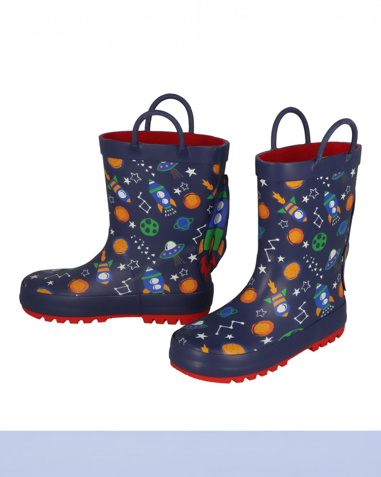 Foto 2 pulgar | Botas De Lluvia Para Niño Baby Room Color Azul Con Print De Naves Espaciales, Suela Antiderrapante  Y Forro De Tela.