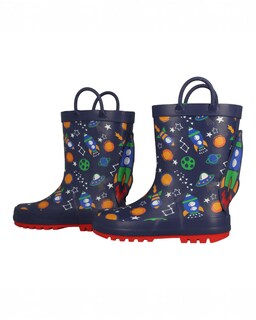 Foto 2 | Botas De Lluvia Para Niño Baby Room Color Azul Con Print De Naves Espaciales, Suela Antiderrapante Y Forro De Tela.